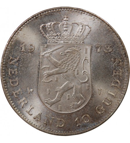 PAYS-BAS, JULIANA - 10 GULDEN ARGENT 1973