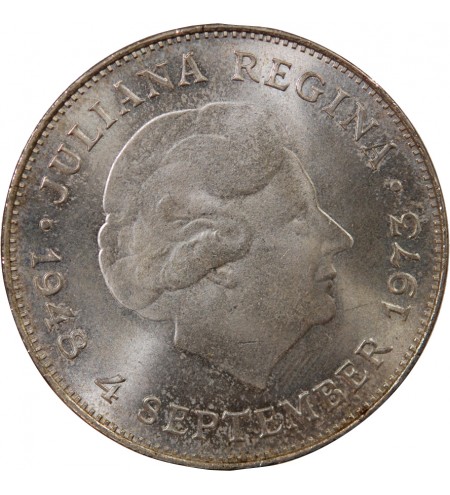 PAYS-BAS, JULIANA - 10 GULDEN ARGENT 1973