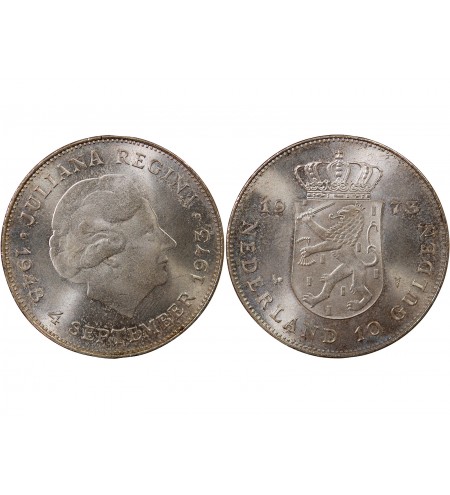 PAYS-BAS, JULIANA - 10 GULDEN ARGENT 1973