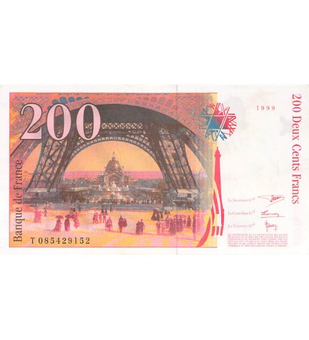 FRANCE, GUSTAVE EIFFEL - 200 FRANCS 1999 - Série T.085429152 - SUP