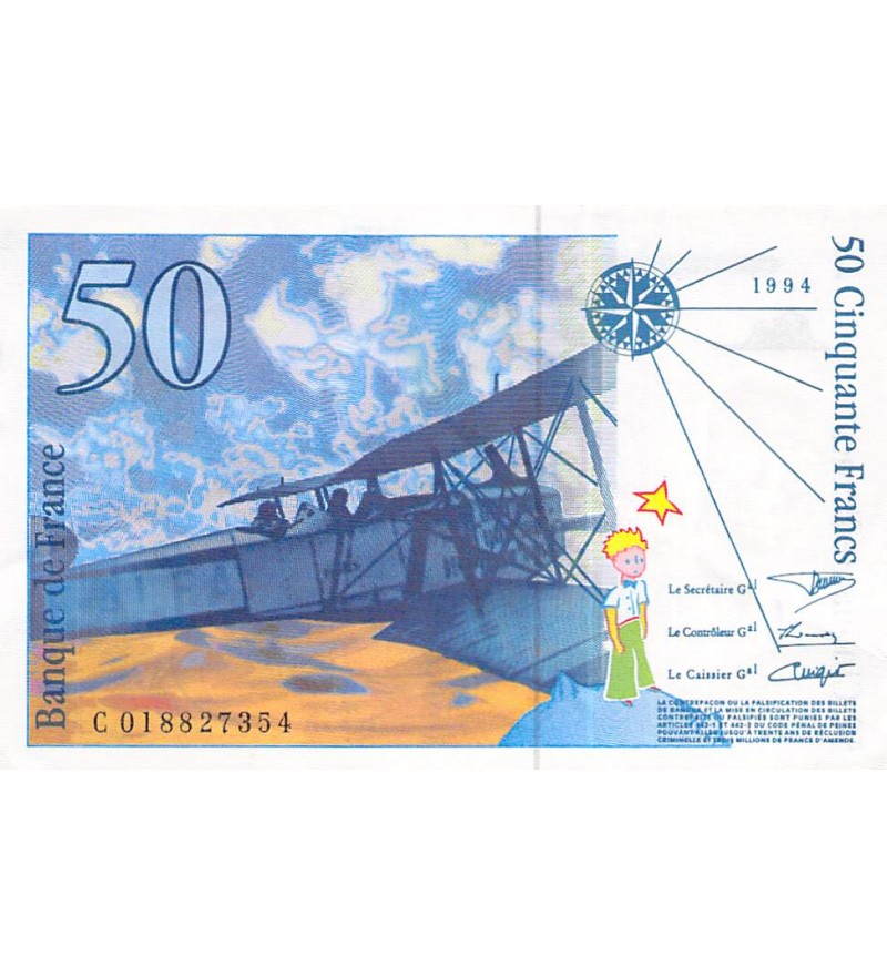 FRANCE, SAINT-EXUPERY - 50 FRANCS 1994 - SÉRIE RARE