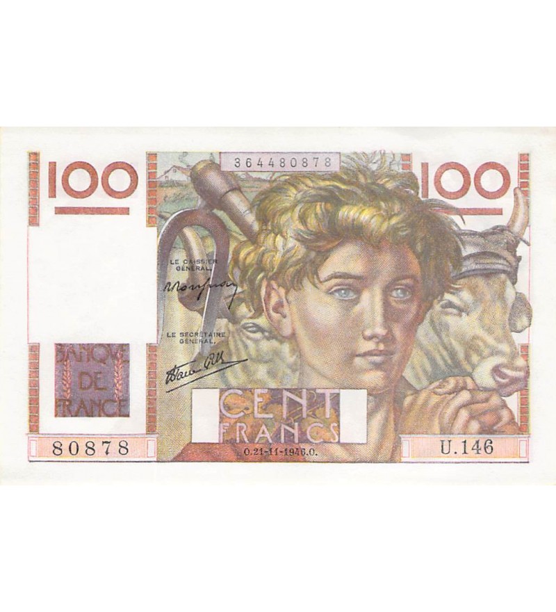 FRANCE, JEUNE PAYSAN - 100 FRANCS 21/11/1946 - SÉRIE U.146 - SPL