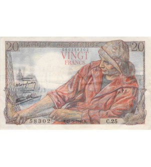 FRANCE - 20 FRANCS PÊCHEUR 21/05/1942 - SÉRIE C.25 - TTB