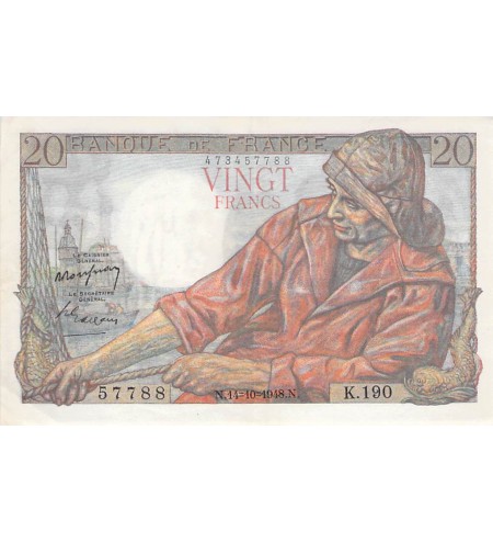 FRANCE - 20 FRANCS PÊCHEUR 14/10/1948 - SÉRIE K.190 - SUP