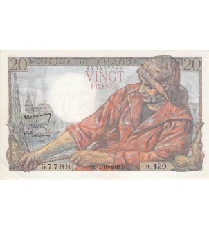 FRANCE - 20 FRANCS PÊCHEUR 14/10/1948 - SÉRIE K.190 - SUP 2