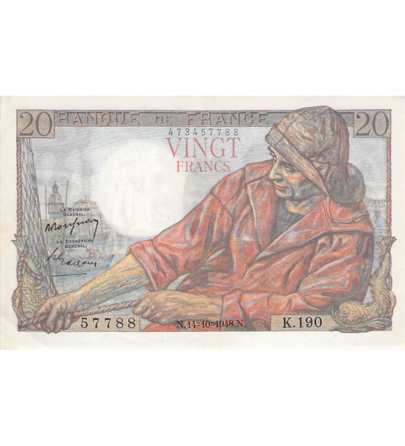 FRANCE - 20 FRANCS PÊCHEUR 14/10/1948 - SÉRIE K.190 - SUP