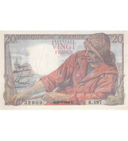 FRANCE - 20 FRANCS PÊCHEUR 10/03/1949 - SÉRIE K.197 - SUP+