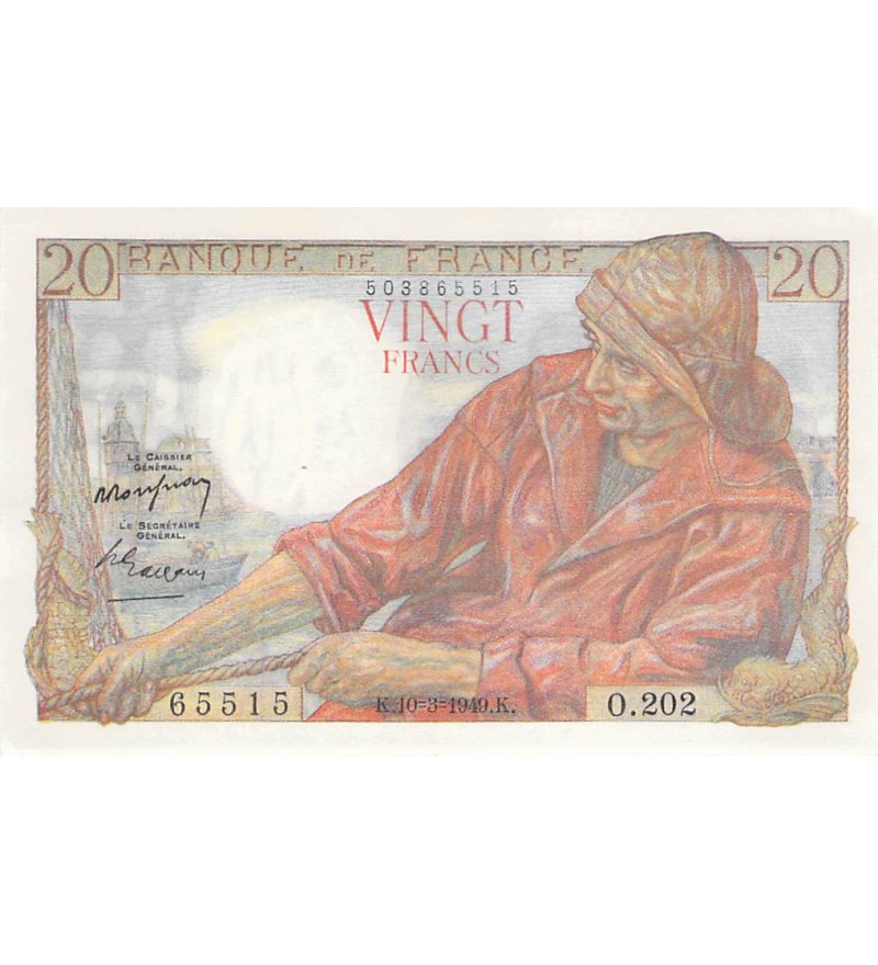 FRANCE - 20 FRANCS PÊCHEUR 10/03/1949 - SÉRIE O.202 - SUP+