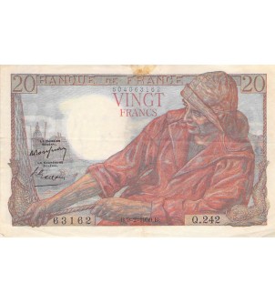 FRANCE - 20 FRANCS PÊCHEUR 09/02/1950 - SÉRIE Q.242 - TB+ 2