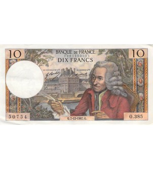 FRANCE, VOLTAIRE - 10 FRANCS 07/12/1967 - SÉRIE O.385 - SUP