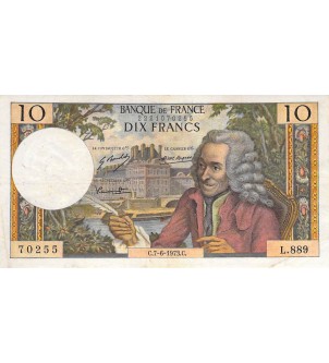 FRANCE, VOLTAIRE - 10 FRANCS 07/06/1973 - SÉRIE L.889 - TB+