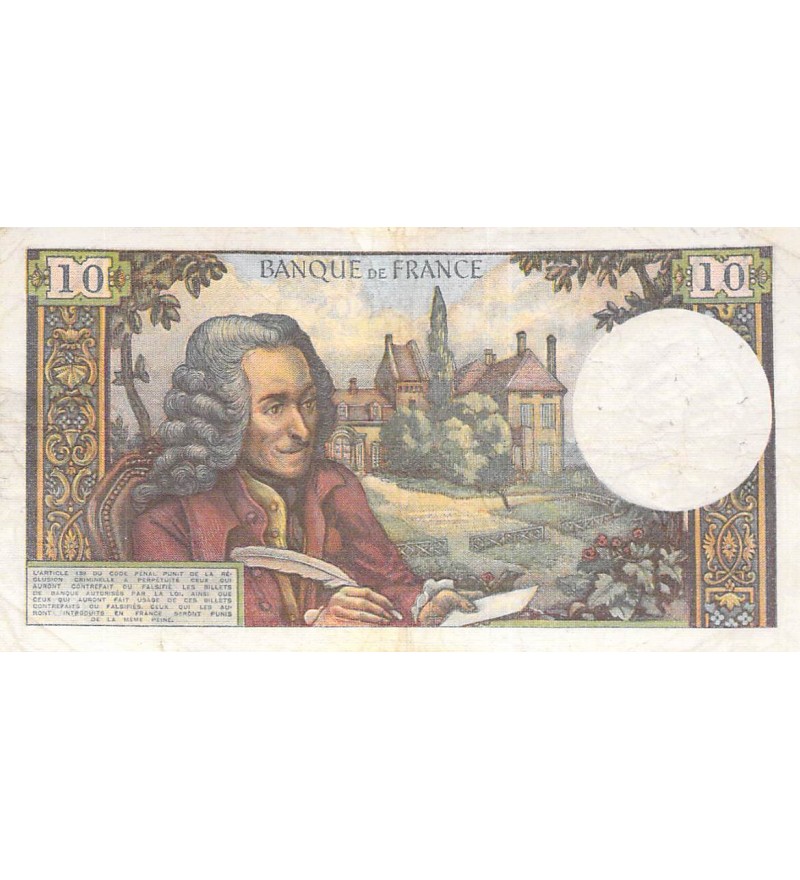 FRANCE, VOLTAIRE - 10 FRANCS 07/06/1973 - SÉRIE L.889 - TB+