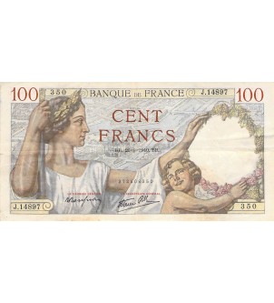 FRANCE, SULLY - 100 FRANCS 26/09/1940 - SÉRIE J.14897 - TTB
