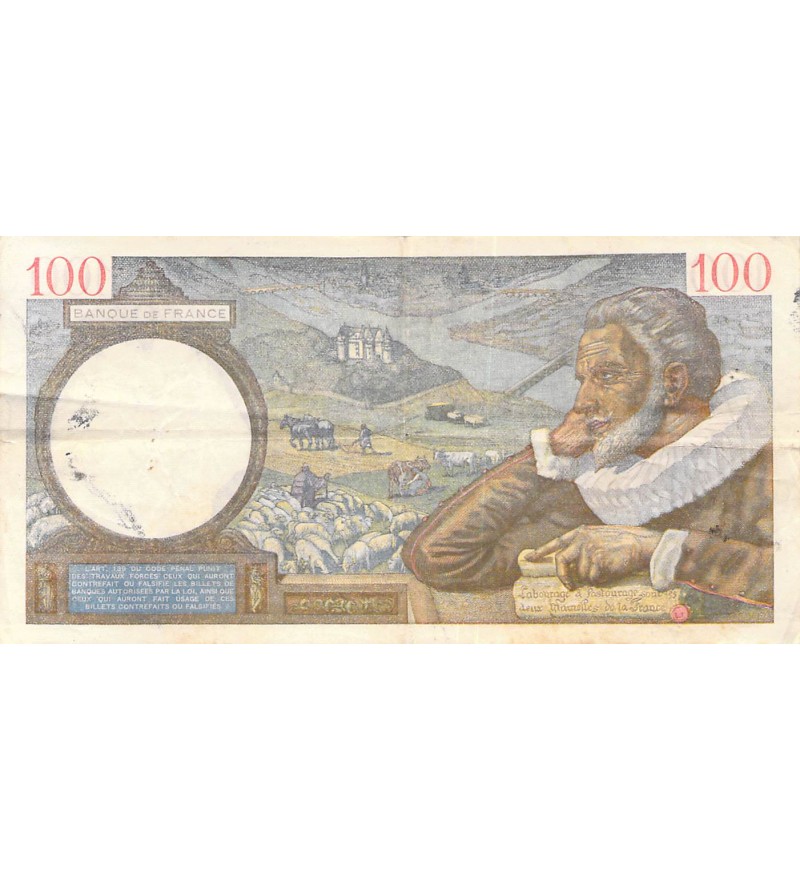 FRANCE, SULLY - 100 FRANCS 26/09/1940 - SÉRIE J.14897 - TTB