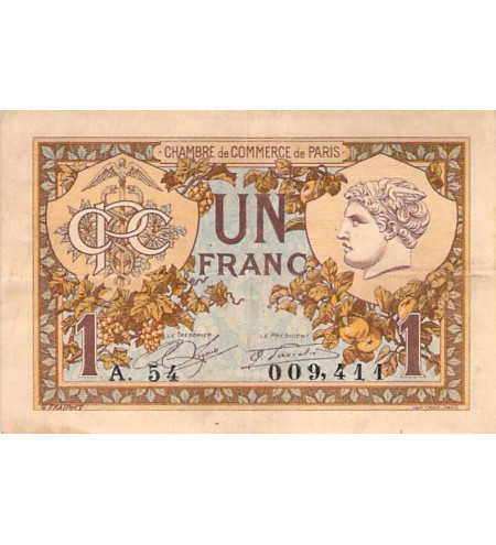 CHAMBRE DE COMMERCE DE PARIS - 1 FRANC 1920