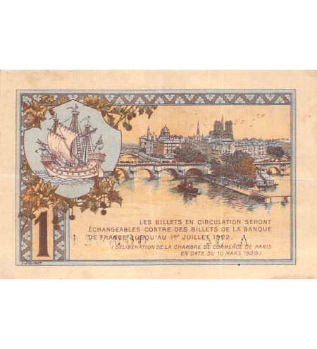 CHAMBRE DE COMMERCE DE PARIS - 1 FRANC 1920