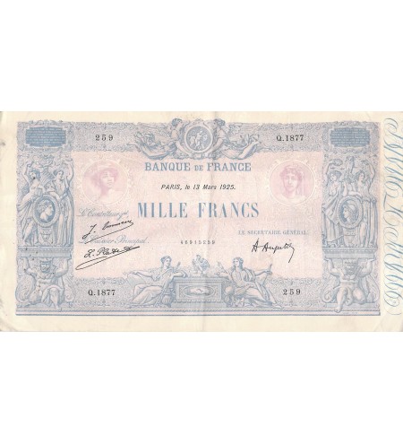 FRANCE - 1000 FRANCS BLEU ET ROSE 13/03/1925 - SERIE Q.1877 - TTB