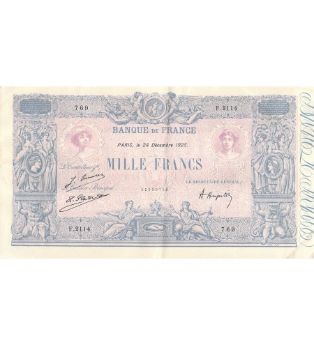 FRANCE - 1000 FRANCS BLEU ET ROSE 24/12/1925 - SERIE F.2114 - TTB+