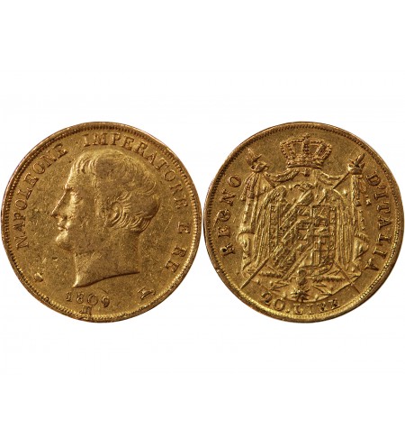 ITALIE, NAPOLEON﻿ 1er - 20 LIRE OR 1809 M MILAN