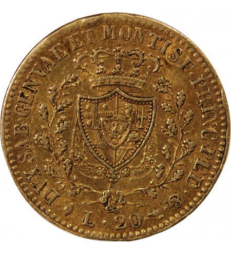 ITALIE, CHARLES FELIX﻿ - 20 LIRE OR 1825 TURIN