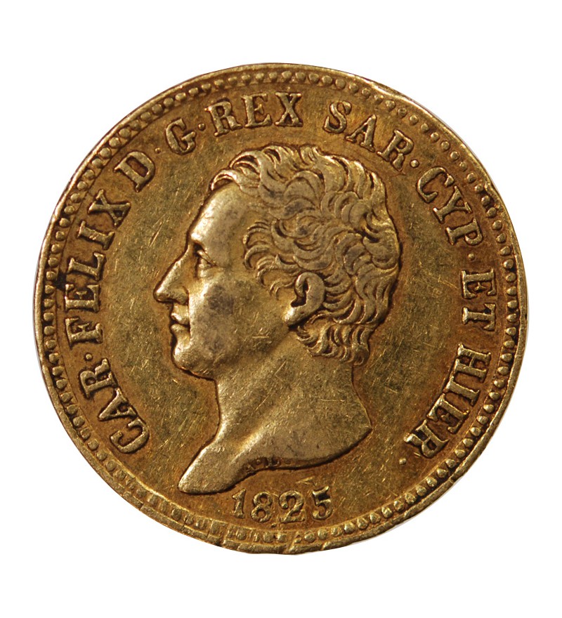 ITALIE, CHARLES FELIX﻿ - 20 LIRE OR 1825 TURIN