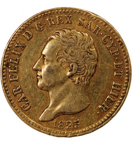 ITALIE, CHARLES FELIX﻿ - 20 LIRE OR 1825 TURIN