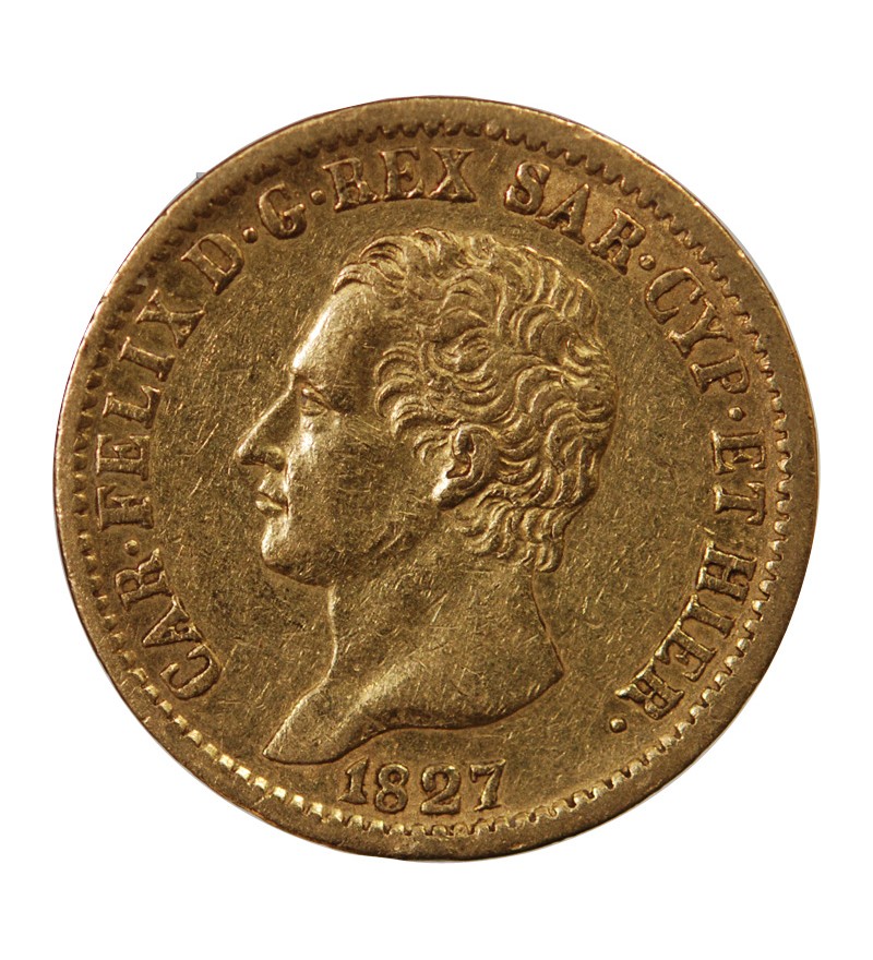 ITALIE, CHARLES FELIX﻿ - 20 LIRE OR 1827 TURIN
