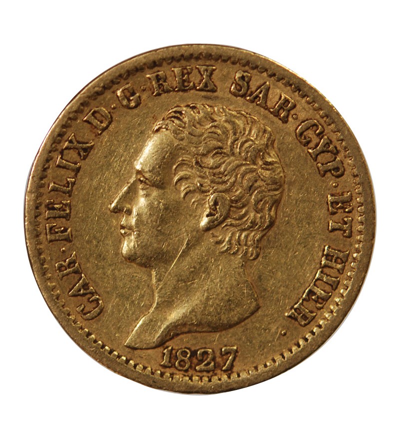 ITALIE, CHARLES FELIX﻿ - 20 LIRE OR 1827 TURIN