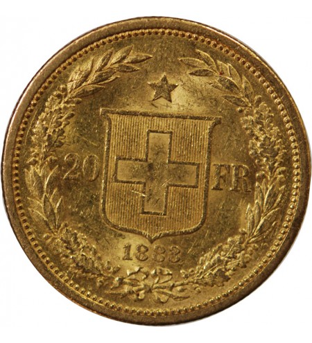 SUISSE, CONFEDERATION HELVETIQUE - 20 FRANCS OR 1883 B