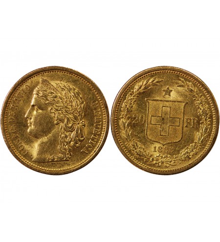 SUISSE, CONFEDERATION HELVETIQUE - 20 FRANCS OR 1883 B