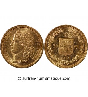 SUISSE, CONFEDERATION HELVETIQUE - 20 FRANCS OR 1886 B