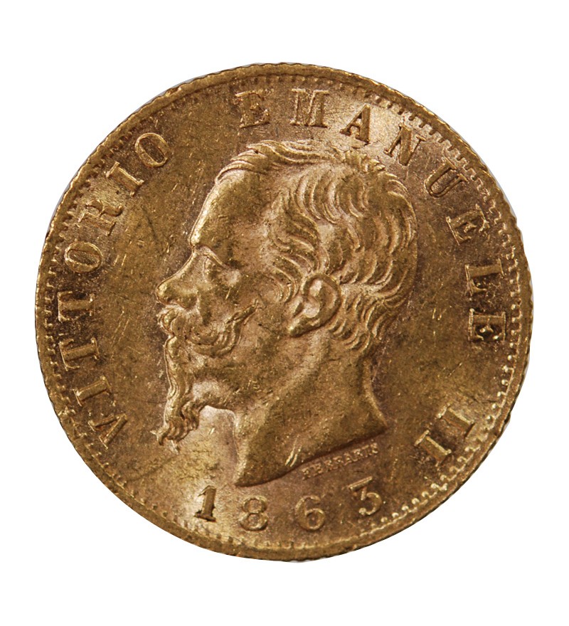 ITALIE, VICTOR EMMANUEL II - 20 LIRE OR 1863 TURIN﻿