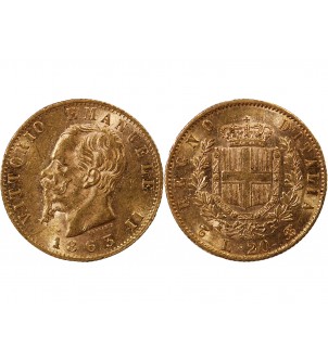 ITALIE, VICTOR EMMANUEL II - 20 LIRE OR 1863 TURIN﻿ 2