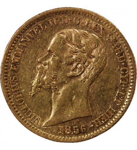 ITALIE, VICTOR EMMANUEL II - 20 LIRE OR 1856 GÊNES