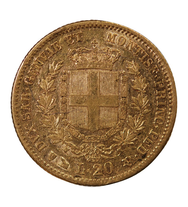 ITALIE, VICTOR EMMANUEL II - 20 LIRE OR 1856 GÊNES