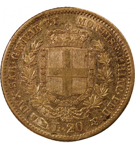 ITALIE, VICTOR EMMANUEL II - 20 LIRE OR 1856 GÊNES