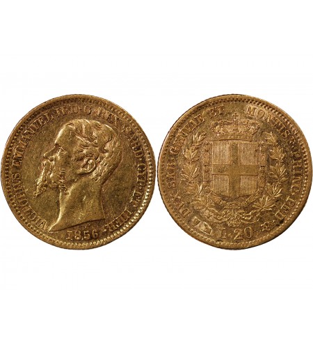 ITALIE, VICTOR EMMANUEL II - 20 LIRE OR 1856 GÊNES