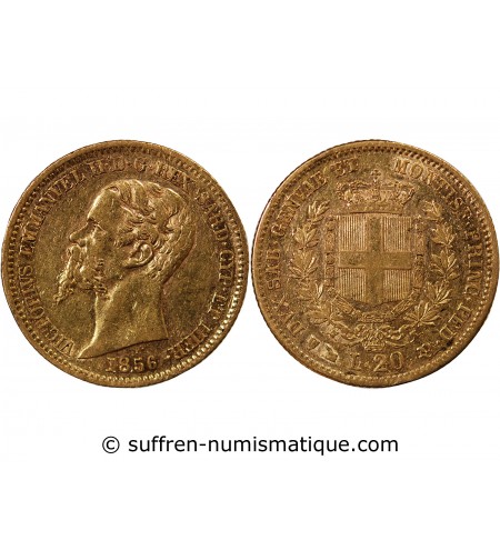 ITALIE, VICTOR EMMANUEL II - 20 LIRE OR 1856 GÊNES