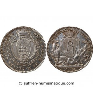 MAIRE DE NANTES, JEAN-BAPTISTE GELLÉE DE PREMION – JETON ARGENT 1776