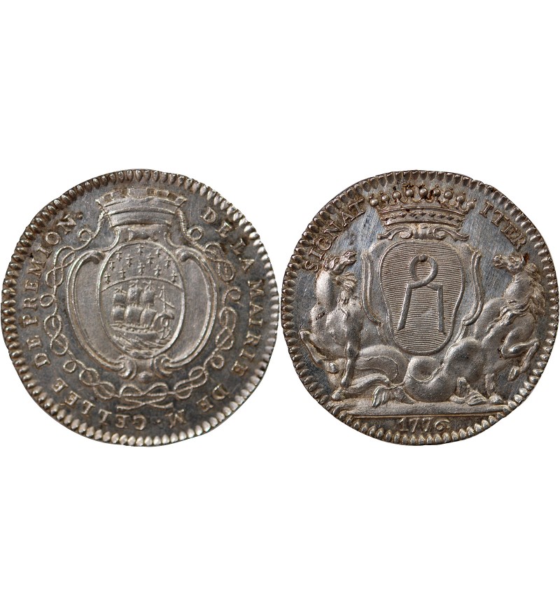 MAIRE DE NANTES, JEAN-BAPTISTE GELLÉE DE PREMION – JETON ARGENT 1776