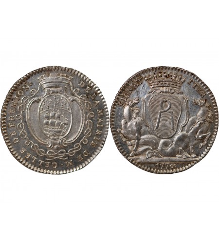 MAIRE DE NANTES, JEAN-BAPTISTE GELLÉE DE PREMION – JETON ARGENT 1776