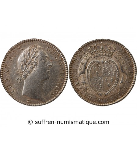 ETATS DE BRETAGNE, LOUIS XV – JETON ARGENT 1756 Daniel 103