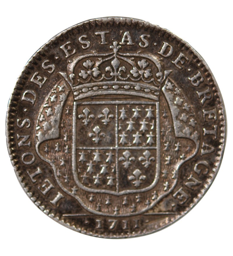 ETATS DE BRETAGNE, LOUIS XIV - JETON ARGENT 1711 DINAN R2 Daniel 67