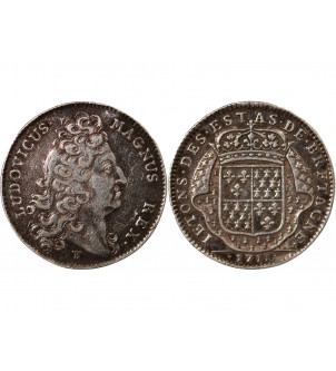 ETATS DE BRETAGNE, LOUIS XIV - JETON ARGENT 1711 DINAN R2 Daniel 67 2