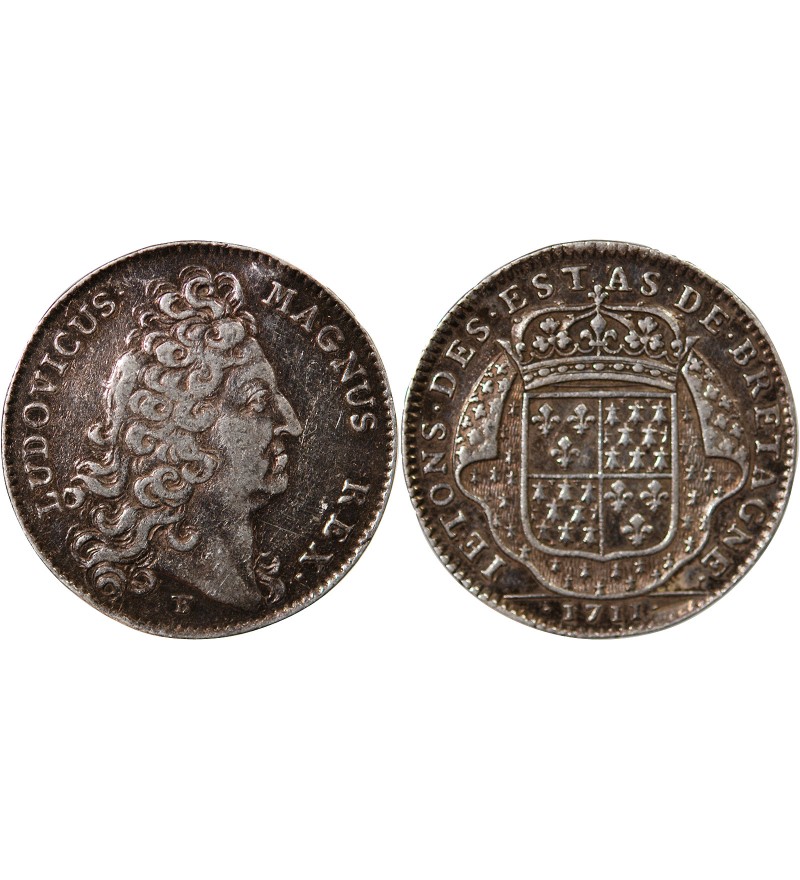 ETATS DE BRETAGNE, LOUIS XIV - JETON ARGENT 1711 DINAN R2 Daniel 67
