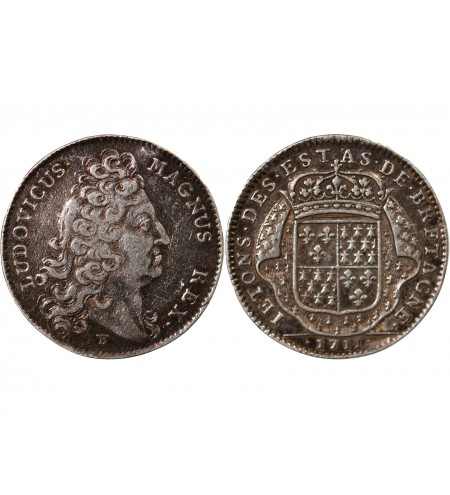 ETATS DE BRETAGNE, LOUIS XIV - JETON ARGENT 1711 DINAN R2 Daniel 67