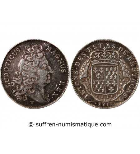 ETATS DE BRETAGNE, LOUIS XIV - JETON ARGENT 1711 DINAN R2 Daniel 67