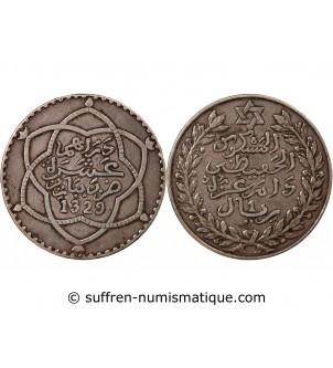 MAROC, ABDDELHAFID - 10 DIRHAMS ARGENT 1329 (1911)