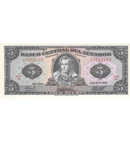 EQUATEUR - 5 SUCRES 25/07/1979 - NEUF
