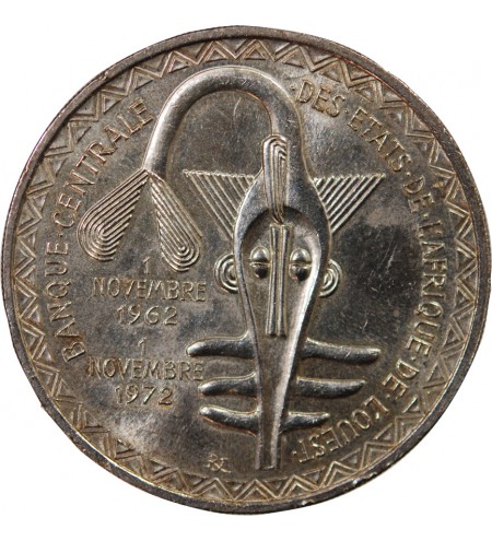 ETATS DE L'AFRIQUE DE L'OUEST, BCEAO - 500 FRANCS ARGENT 1972
